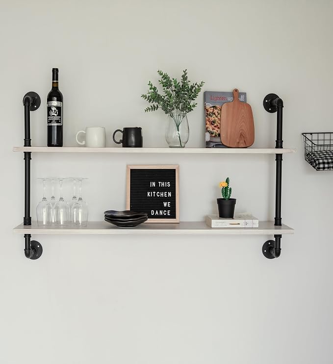 HDDFER Floating Bookshelf Bathroom Shelves Over Toilet Industrial Pipe Shelving - Image 6