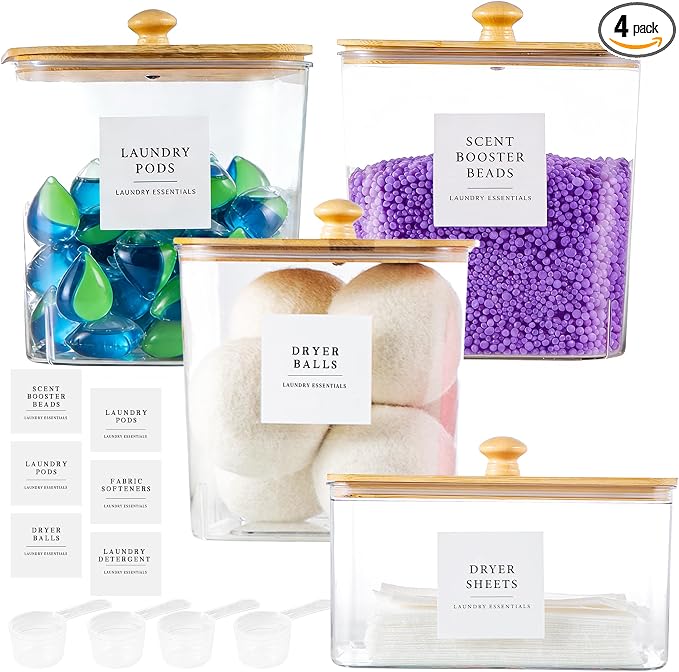 Laundry Room Organization Container, Dryer Sheet Holder Jars by Unknown