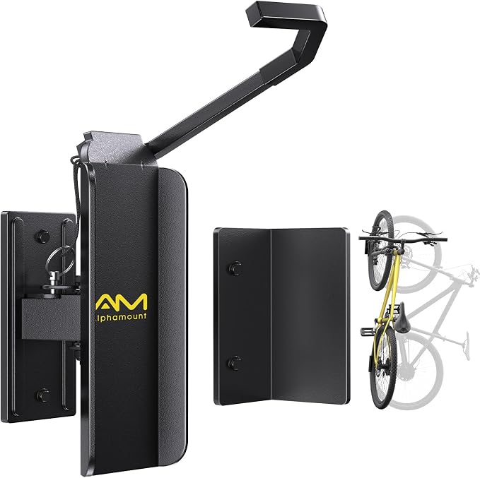 Alphamount AM Swivel Bike Wall Mount, Metal Wall Bike Rack by AMalphamount