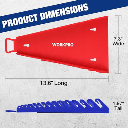 WORKPRO Magnetic Wrench Organizer, 15-Slot Gripper Reverse Wrench Holder - Image 2