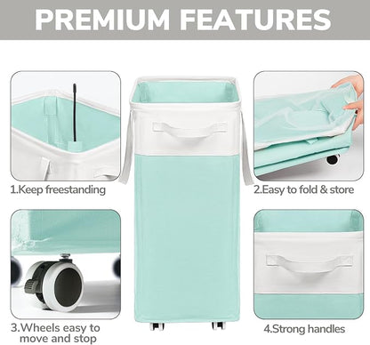 Goodpick Laundry Basket with Wheels, 75L Laundry Hamper with Wheels, Large - Image 4