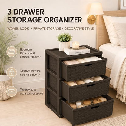 Wide 3-Drawer Plastic Storage Tower - Image 3