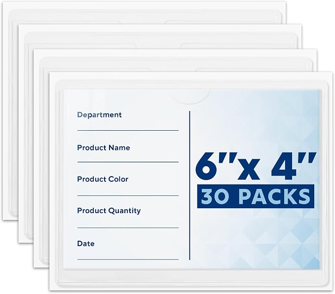 Mifflin-USA - Index Card Holder - 4x6”, 30 Pack - Clear Self-Adhesive Pockets - by MIFFLIN