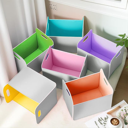 6 Pcs 14x10 Inch Colorful Felt Rectangular Storage Bins Collapsible Storage - Image 5