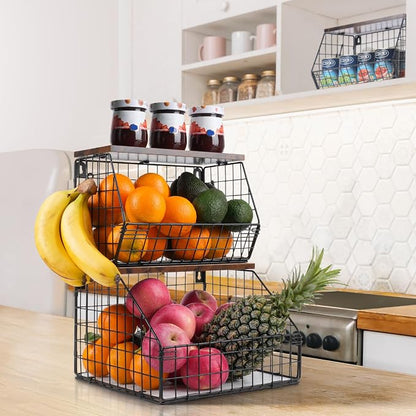 Mefirt Fruit Basket, Stackable Wall Mounted Fruit Baskets, Potato Baskets Onion - Image 9