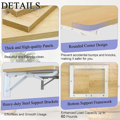 TEAMIX Wall Mounted Folding Table, Floating Desk - Image 5