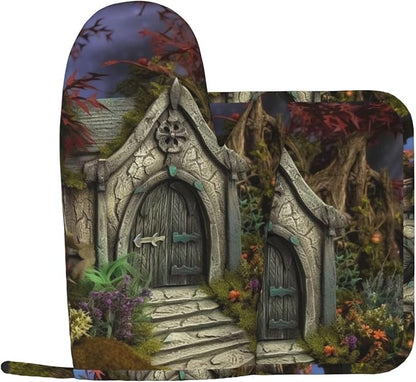 Gothic Fairy Garden Oven Mitts and Pot Holders Sets of 2 Heat Resistant by Unknown