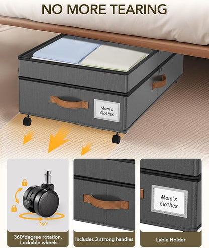 Under Bed Storage with Wheels, 10 inches Under Bed Storage Containers, 65L XXL - Image 5