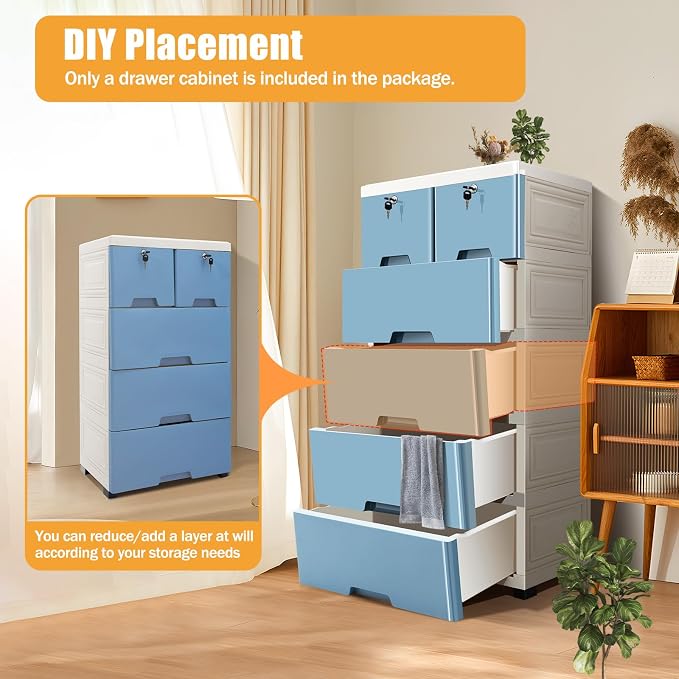 Plastic Storage Drawers with 6 Drawers, Closet Drawers Dresser Organizer Unit - Image 3