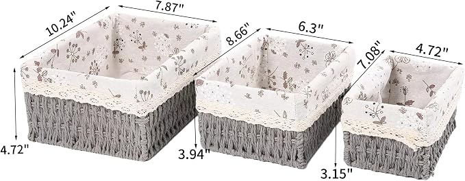 YRMT Macrame Storage Baskets Set of 3 Boho Decor Baskets - Image 2