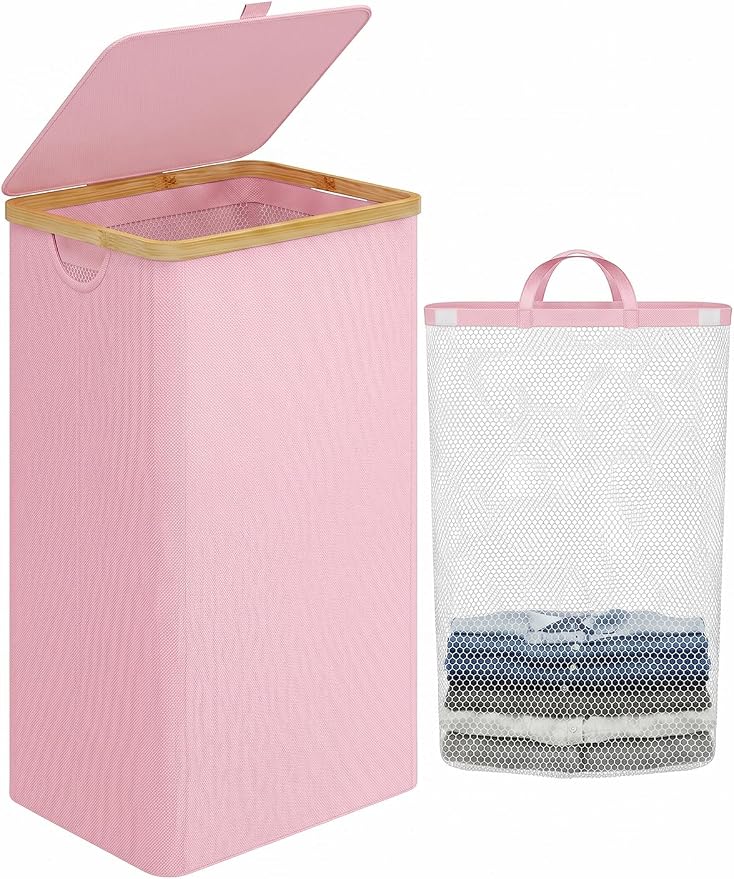 iEGrow Laundry Hamper with Lid, 110L Large Laundry Basket with Handle and Lid by iEGrow