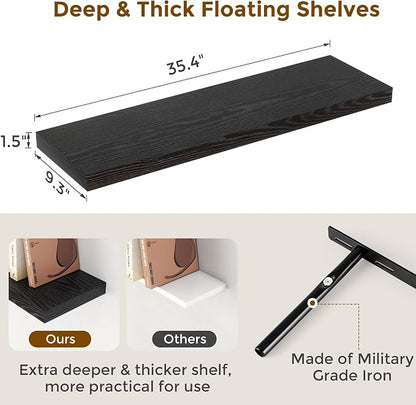 Fun Memories 36 Inch Floating Shelves Black, 9.3 Deep Floating Shelf - Image 3