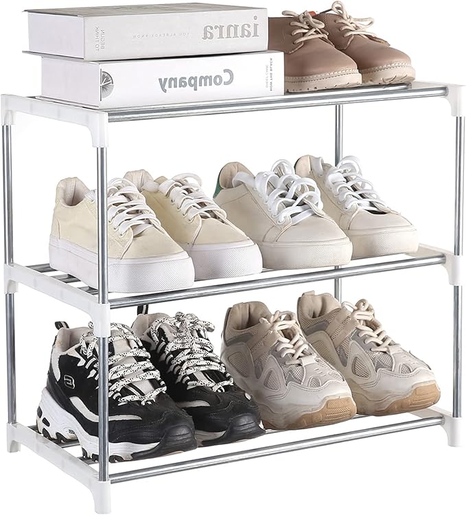 Small Shoe Rack, Narrow Stackable Shoe Shelf Organizer | by Fouews