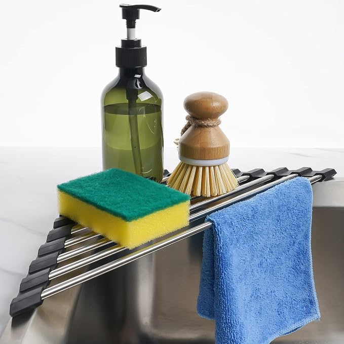 Tomorotec Foldable Stainless Steel Triangle Roll-Up Dish Drying Rack by Tomorotec