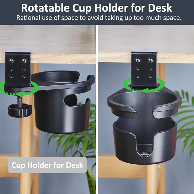 MYITYARD Desk Cup Holder Clamp, Anti-Spill Clip On Table Cup Holder, Rotatable - Image 5