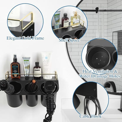 J JACKCUBE DESIGN Hair Dryer Holder Wall Mount Bathroom Vanity Hair Styling - Image 5