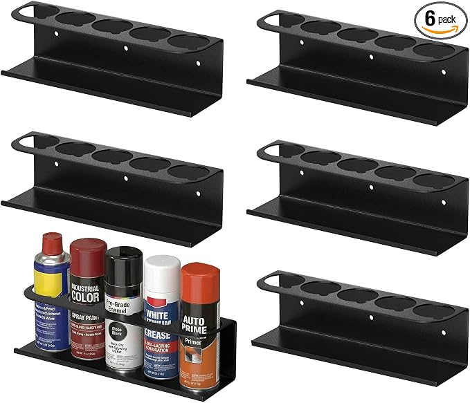Touri 6 Pack Spray Can Holder for Garage and Workspace, Wall-Mounted Steel by Touri