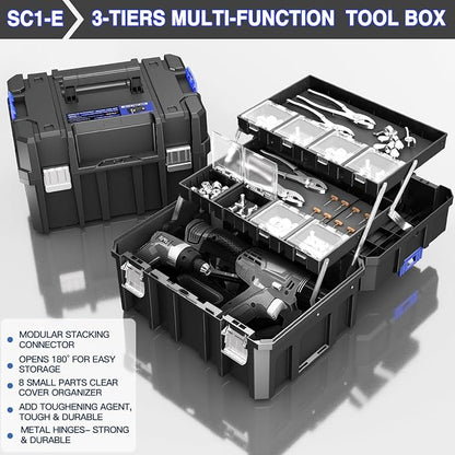 4 Tier Stackable Rolling Tool Box - Image 4