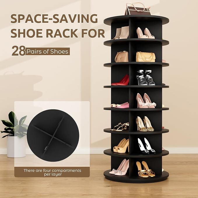Rotating Shoe Rack 7 Tier Spinning Shoes Organizer Tower - Image 5