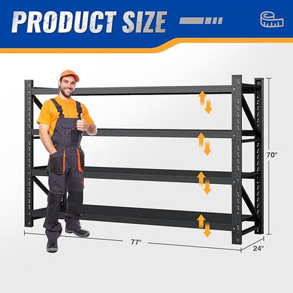 BYNSOE 77" W Storage Shelves 9000lbs Garage Metal Shelving Heavy Duty Garage - Image 2