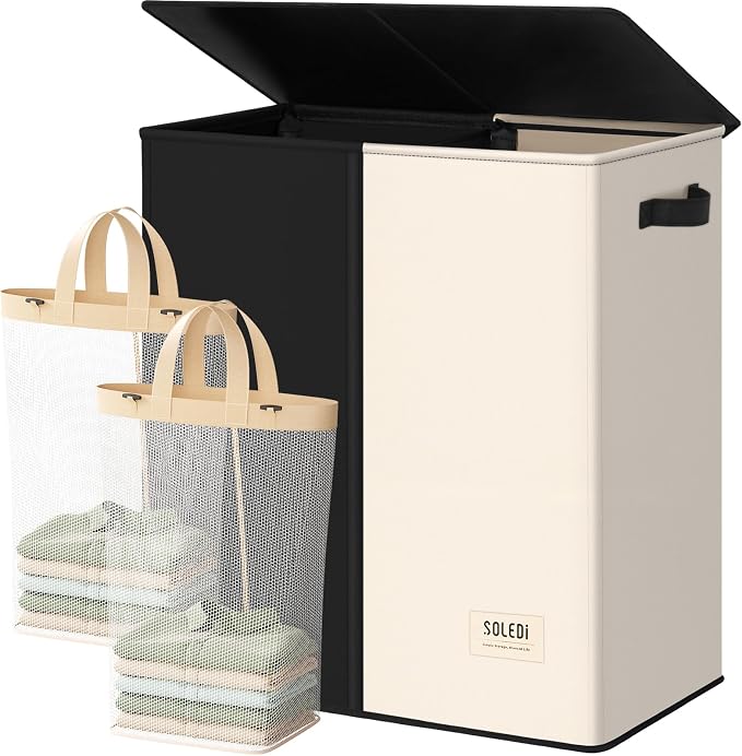 SOLEDI Large Double Laundry Hamper by SOLEDI