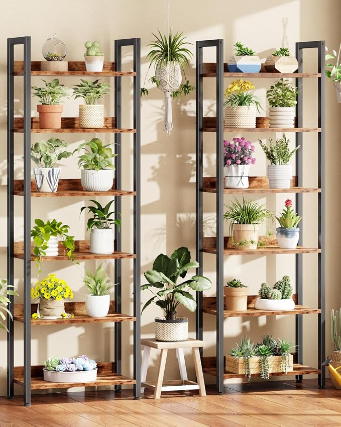 Furologee 6-Tier Bookshelf Set of 2, Tall Bookcase - Image 2