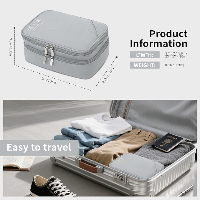 Lanola Travel Cable Organizer Bag, Electronic Accessories Case Portable Double - Image 2