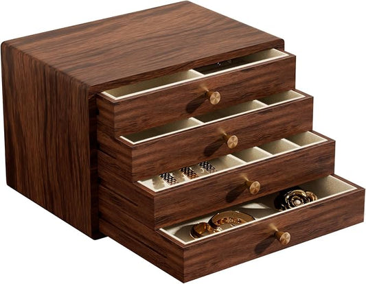 GENUINED Large Black Walnut Wooden Jewelry Box, High End Solid Wood Jewelry by GENUINED