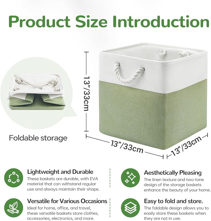 13x13 Inch Foldable Fabric Cube Storage Bins - Image 7