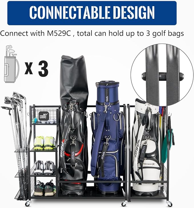 Mythinglogic Golf Storage Garage Organizer, Golf Bag Storage Stand and Other - Image 3