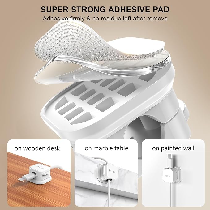 8 Pack Magnetic Cable Clip Organizer Cord Holder, Picozon Adhesive Cable - Image 6