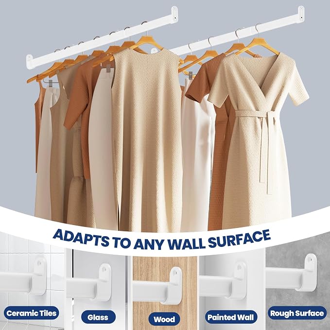 Mavivegue Oval Closet Rod, Adjustable Closet Rods – Expandable 17-40 Inches | - Image 6