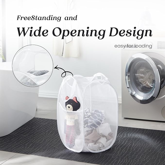 TECHMILLY Collapsible Mesh Pop Up Laundry Hamper - Image 4