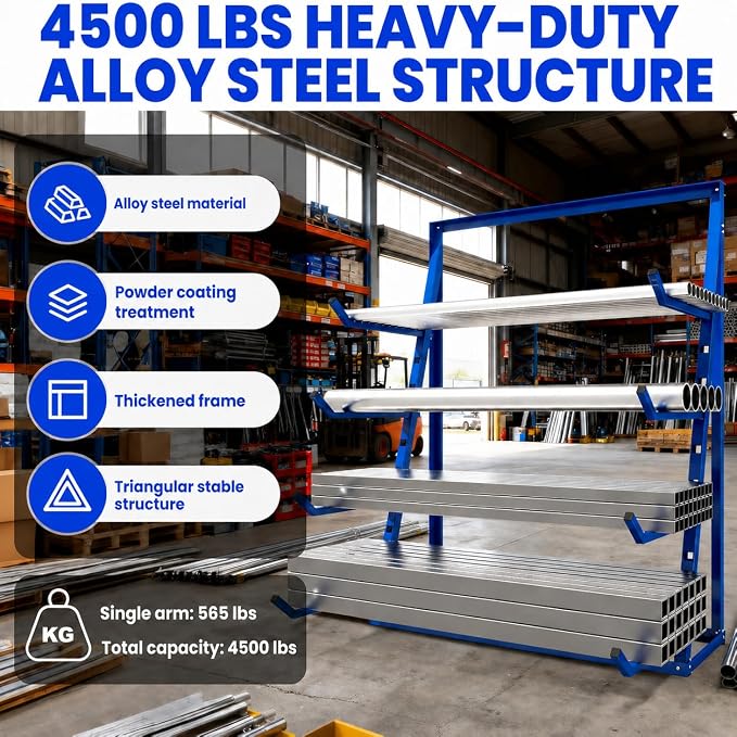 4500lbs Lumber Storage Rack 4 Tier Adjustable Pipe Rack | Alloy Steel - Image 3