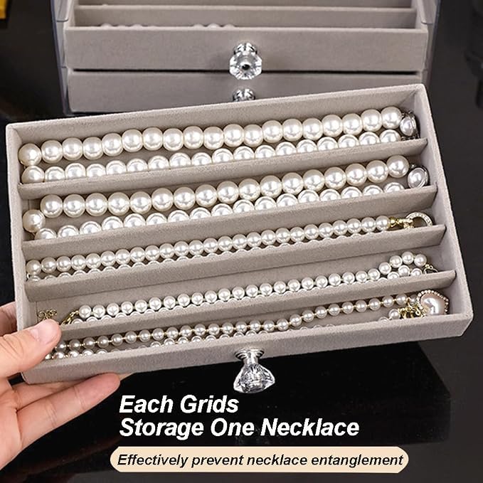 SPAKOWN Necklace Organizer Box, Velvet Necklace Box Holder Tray - Image 5