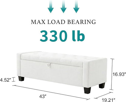 Huatean Home 43" Ottoman with Storage, Upholstered Entryway Bench with Seating - Image 2