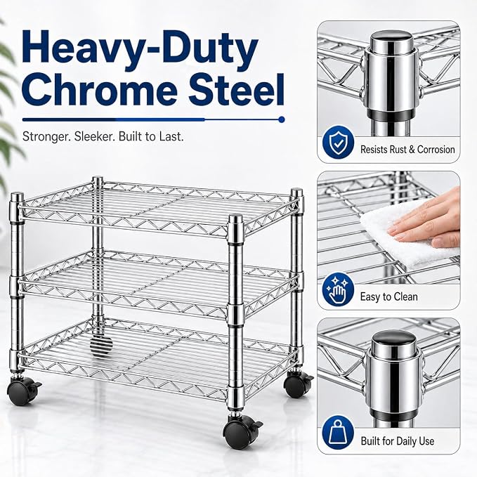 Simple Deluxe 3-Tier Storage Shelves, 750 Lbs Loading Capacity, 24.02" W x - Image 8