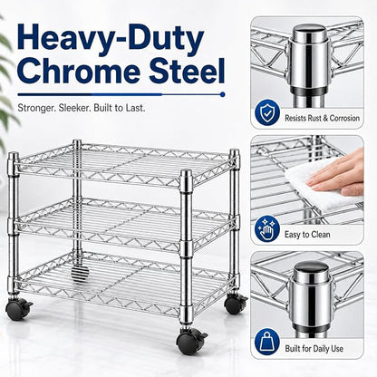 Simple Deluxe 3-Tier Storage Shelves, 750 Lbs Loading Capacity, 24.02" W x - Image 8