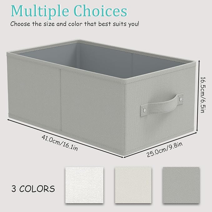 Fabric Storage Boxes for Shelves, 3 Pack Foldable Cloth Bins, Closet Organizers - Image 3