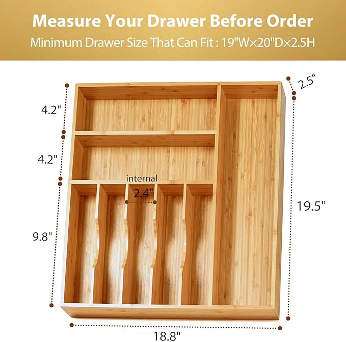 Umilife Large Kitchen Drawer Organizer, 2.5" High - Image 5