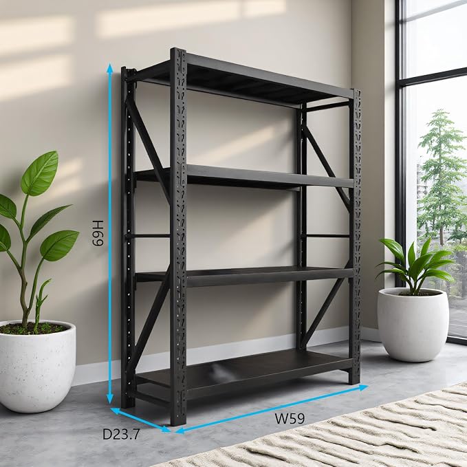 Heavy Duty Warehouse Shelving 4-Tier Industrial Steel Storage Shelves, 2600LB - Image 2