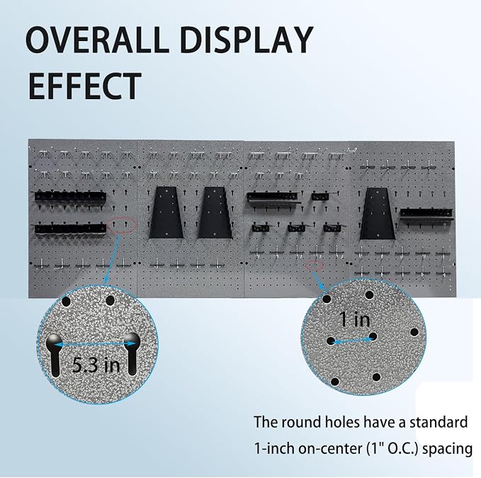 JZD 115 PCS Metal Pegboard Wall Organizer 4 Packs Metal Pegboard Kit 66x24 Inch - Image 5