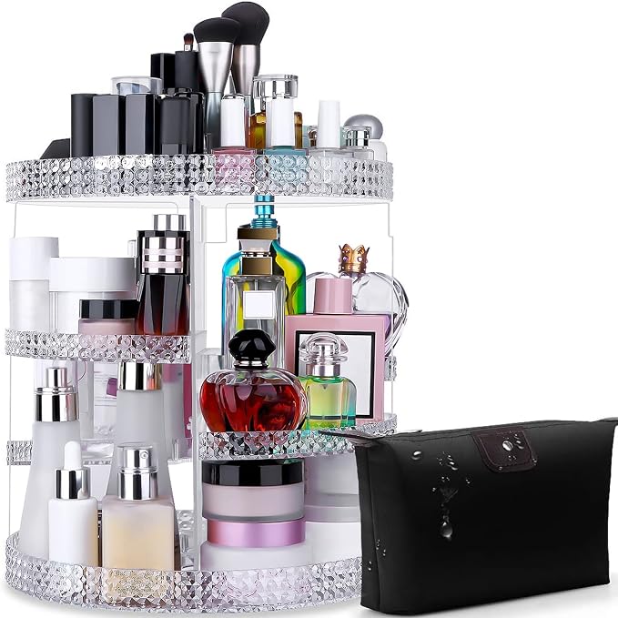 Awenia Makeup Organizer 360-Degree Rotating, Adjustable Makeup Storage by Awenia