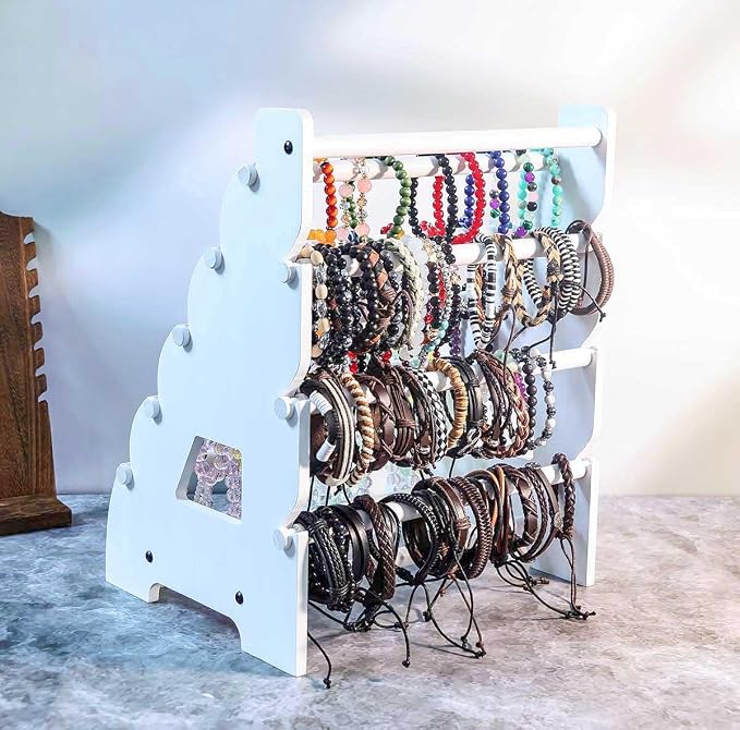 Wooden Bracelet Holder 8 Tier Jewelry Bracelet Display Stand, Portable Organizer - Image 6