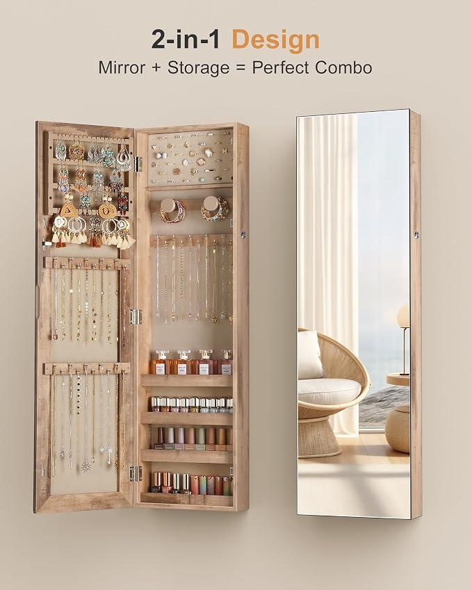 Nicetree Mirror Jewelry Cabinet, Jewelry Armoire - Image 5