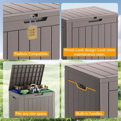 KAMABOKO Deck Box, 32 Gallon Resin Indoor and Outdoor Storage Boxes Waterproof - Image 3