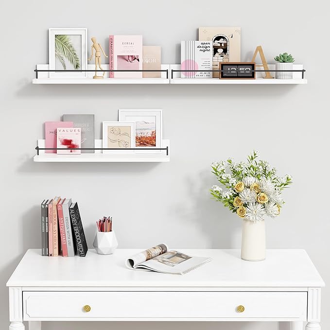 Forbena White Floating Shelves Bathroom Shelves Over Toilet Set of 3, Bathroom - Image 6