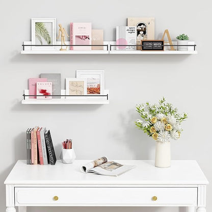 Forbena White Floating Shelves Bathroom Shelves Over Toilet Set of 3, Bathroom - Image 6
