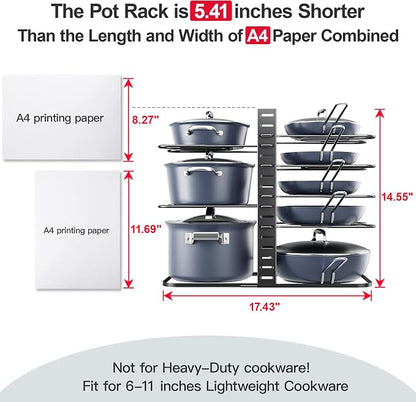 ORDORA Pots and Pans Organizer Under Cabinet 14.55" Height, Adjustable 8-Tier - Image 2
