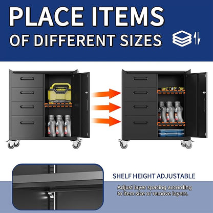 Metal Tool Cabinet, Garage Storage Cabinet System, Wall Cabinet & Locking - Image 6